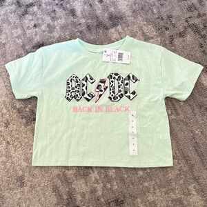 AC/DC Kids Light Green Back in Black Tee Slighty Cropped Fit